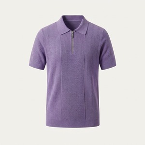 T-shirts décontractés surdimensionnés à col zippé, style streetwear, 100% coton, personnalisables avec logo, polos pour hommes - Product Image 3