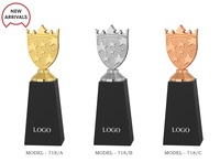 Trophée Bouclier Or Argent Bronze avec Base Gravée du Logo pour Récompenses Sportives et Jeux – Conception Métallique Durable