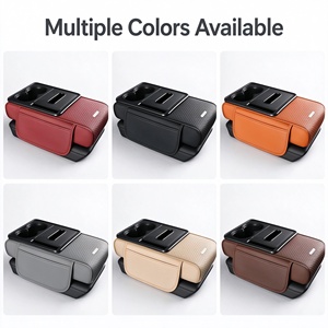 Elegante Caja de Reposabrazos Multifuncional para Auto, Organizador de Consola Central, Portavasos, Portapañuelos, Cubierta de Cuero Beige XIAOHONG XH-001 - Product Image 4