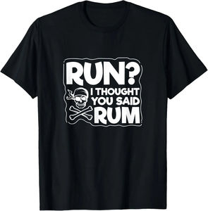 Camiseta de algodón informal para hombre con estampado de calavera pirata divertida de Run I Thought You Said Rum - Product Image 2