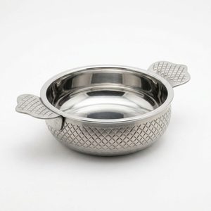 Bol de service en satin miroir SS304 fait main, style bohème, 28 cm, tissé avec deux poignées, motif Jodi Diamond Weave, pour la décoration intérieure, les hôtels et les mariages - Product Image 3