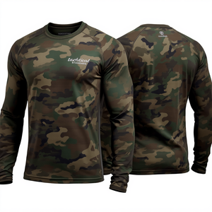 เสื้อเชิ้ตแขนยาวคอโอ ลายพราง สำหรับผู้ชาย คุณภาพพรีเมียม เนื้อผ้าโพลีเอสเตอร์ น้ำหนักเบา ระบายอากาศได้ดี สวมใส่สบาย เหมาะสำหรับกิจกรรมกลางแจ้ง - Product Image 1