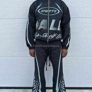 Ensembles coupe-vent surdimensionné personnalisé de haute qualité pour hommes veste coupe-vent de grande taille en nylon respirant avec fermeture éclair imprimée - Product Image 3