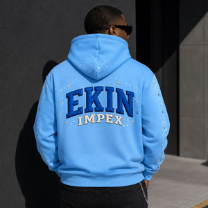 Sudadera con capucha premium extragrande con pedrería bordada, estilo Y2K, de tejido grueso, estilo urbano, con cremallera completa y forro polar - Product Image 2