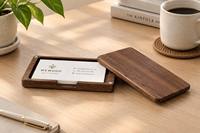 Porte-cartes de visite en bois massif de qualité supérieure – Étui à cartes de visite en bois fait main avec fermeture magnétique