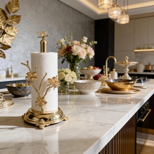 Elegante Porta Toallas Premium con Diseño Floral, Ideal para Hoteles y Habitaciones, para Colocar Toallas de Forma Ordenada en la Encimera, de la India - Product Image 5