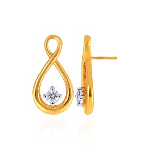 Pendientes de Diamantes Infinity Poise, Oro Amarillo, Corte Brillante Redondo, Diamante Natural, Diseño Minimalista, para Uso Diario de Mujeres - Product Image 3