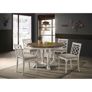 Set da Pranzo Contemporaneo Havanna 5 Pezzi, Tavolo Largo 119 cm con Sedie in Tessuto Bianco e Noce Vintage - Product Image 1