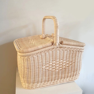 Combo rattan picnic <b>basket</b> kids <b>hamper</b> <b>baskets</b> child storage <b>hampers</b> <b>for</b> picnics & imaginative play - Product Image 3