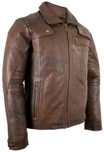 Chaqueta de Motociclista de Cuero Genuino Marrón Vintage para Hombre, Estilo Café Racer, con Múltiples Bolsillos con Cremallera y Diseño de Mangas Acolchadas - Product Image 6