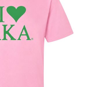 Camiseta I Love AKA, camiseta de algodón bordada en rosa y verde, Top informal de manga corta a la moda para mujeres y hombres, ropa cómoda de verano - Product Image 3