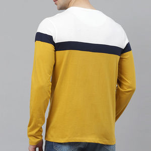 T-shirt à manches longues en coton de haute qualité Fazn pour hommes, couleurs unies, coupe ajustée, col rond, t-shirts de fitness pour hommes - Product Image 3