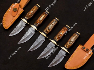 UA Supplies OEM Handmade Damascus Steel Fixed Blade EDC Survival Knife Pakka Wood Handle Brass Guard Industrial/DIY Grade 15 cm - Product Image 4