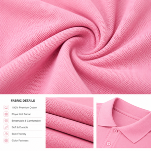 Polo rose personnalisé en gros |   Polo d'entreprise en polyester OEM ODM |   Polo de golf avec logo brodé pour le travail - Product Image 5