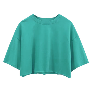 T-shirt court personnalisé pour femme, coupe ample, décontracté, tendance, en tissu doux, vêtement d'été, production en gros en usine - Product Image 1