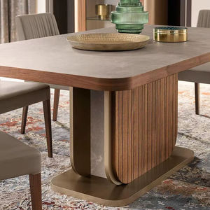 Table à manger rectangulaire moderne en bois massif Daystar Trade avec base en piédestal cannelé, design à bords arrondis, capacité de 6 personnes - Product Image 4