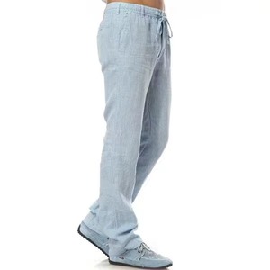 Straight leg <b>Elastic</b> Waist Pants smooth soft material perfect for relaxed daily outfits and comfort use - Product Image 4