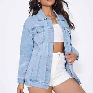 Chaqueta Vaquera Estilo Americano Personalizable, Superventas, para Primavera y Otoño, Larga y Holgada, Abrigo Informal para Mujer - Product Image 4