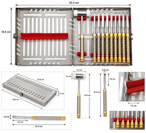 Kit d'instruments chirurgicaux DETAIN IMPEX 9 pièces en acier inoxydable avec capuchons rouges pour implant dentaire, utilisation manuelle, certifié CE, classe médicale - Product Image 5