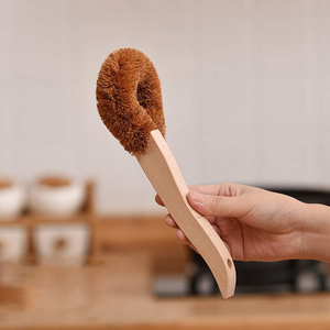 Coconut coir fiber <b>brush</b> with wooden handle high quality cleaning <b>brushes</b> for <b>scrubbing</b> pots & pans - Product Image 3