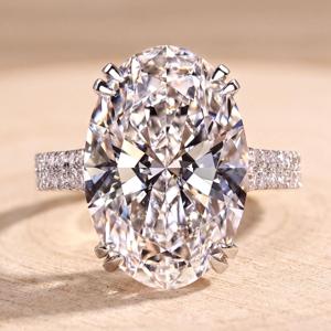 แหวนหมั้นเพชรทรงรีคุณภาพสูง ประดับเพชรรอบวง 14K 18K ทองคำขาว ของขวัญสำหรับเธอ เครื่องประดับชั้นดี แหวนแต่งงาน - Product Image 2