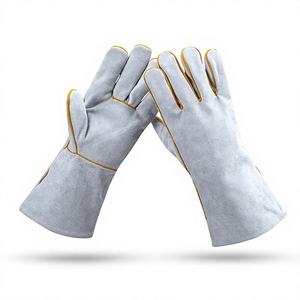 Gants de soudure en cuir avec doublure en coton, résistants à la chaleur, isolés, résistants aux coupures, pour utilisation en extérieur, anti-brûlure - Product Image 1