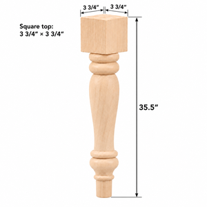 Pied de table en bois massif, pied de meuble en bois, style traditionnel, base carrée, support pour chaise et table, installation facile, utilisation à domicile ou au bureau - Product Image 2