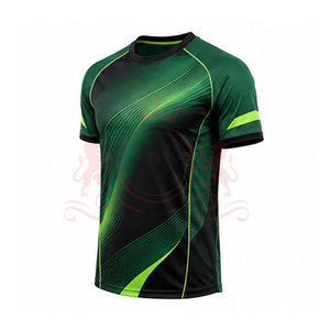 Camiseta de Fútbol para Hombre, Degradado Verde y Negro, Manga Corta, Cuello Redondo, Poliéster que Absorbe la Humedad, Ajuste Atlético, para Todas las Temporadas - Product Image 4
