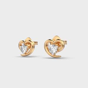 IGI Certified Lab Grown Diamond Heart Shape Stud <b>Earrings</b> 14K Yellow / White / Rose Gold Minimal Love Solitaire <b>Earrings</b> - Product Image 2