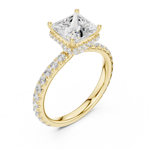 Bague de fiançailles Vinson Project en moissanite taille princesse, style Art Déco, avec pavé, en or jaune et acier inoxydable, bijou raffiné, cadeau - Product Image 4