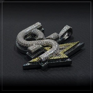 Iced Out Moissanite Letter Name <b>Pendant</b> 925 <b>Silver</b> Hip Hop Style Themed Charms Everyday Wear Micro Insert <b>Initial</b> Letter <b>Pendant</b> - Product Image 4