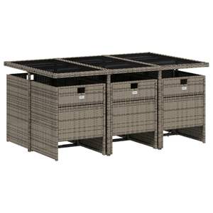 Conjunto de Comedor Plegable para Patio de 6 Plazas en Ratán Sintético Gris - Product Image 3