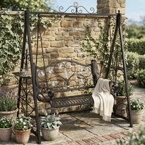 Silla Columpio de Jardín de Hierro Forjado Galvanizado en Caliente, Resistente a la Corrosión, Estilo Victoriano, para Exteriores, con Capacidad para 2 Personas - Product Image 4