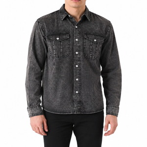 Chemise en jean pour homme 100% coton, lavage clair, décontractée, élégante, durable, confortable, de qualité supérieure, mode moderne - Product Image 1