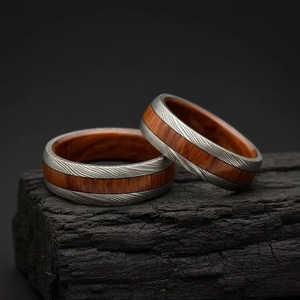 Hot Selling Handmade Wood Damascus Steel <b>Ring</b> for <b>Men</b> Women Wedding Band Fashion Party <b>Ring</b> Custom Latest Design OEM Supplier - Product Image 1