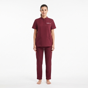 Uniforme Médico para Mujer, Conjunto de Blusa de Manga Corta con Cuello Alto y Pantalón, Uniforme de Hospital con Logotipo Personalizado - Product Image 5