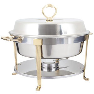 Round Gold Handle <b>Chafing</b> <b>Dish</b> <b>Set</b> Professional Hotel <b>Buffet</b> Food Warmer Stainless Steel <b>Chafing</b> Server Fuel Holder for Banquets - Product Image 3