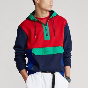 Sudadera con capucha de lana de talla grande personalizada para hombre, ropa de calle de retazos de manga larga, estilo Hip Hop en relieve, Sudadera con capucha de marca de retazos - Product Image 5
