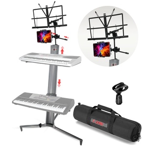 5 Core Adjustable Heavy Duty Aluminum 2 Tier <b>Keyboard</b> <b>Stand</b> for 61/76/88 Key Musical Instruments - Product Image 1