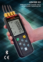 Thermomètre sans fil CENTER IP40 à thermocouple avec alarme, 4 canaux, en plastique OEM, pour enregistreur de données via application, écran LCD, résolution 0,1°C