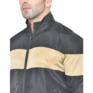 Survêtement Homme Noir et Or à Blocs de Couleurs, Fermeture Éclair Intégrale, Sportif Décontracté, Respirant en Polyester, Idéal pour l'Automne - Product Image 6
