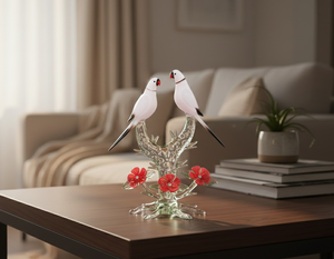 Tiny Glass World Parrot Couple Contemporary Glass <b>Crystal</b> Tabletop Vase <b>Set</b> of 2 for Office Decor - Product Image 5