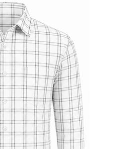 Camisa de Franela a Cuadros Blanca y Gris para Hombre, Formal e Informal, de Manga Larga, con Botones, de Algodón, para Oficina, Personalizable - Product Image 4