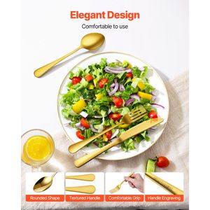 Set di posate in acciaio inossidabile per alimenti da 20 pezzi con 100 pezzi (oro e argento) - Finitura a specchio - Lavabile in lavastoviglie - Per hotel - Product Image 3