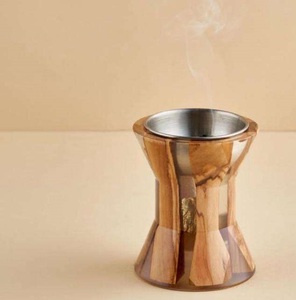 Brûleur d'encens Bakhoor en bois et résine, fait main, écologique, durable, religieux, bleu et marron - Product Image 4