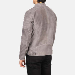 Blouson Biker OEM Hiver en Daim Gris Damian pour Homme – Col Montant Décontracté, Fermeture Éclair, Coupe-Vent, Respirant, Écologique, Séchage Rapide - Product Image 3