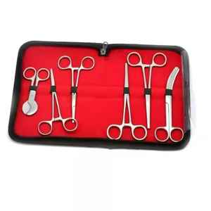 ชุดเครื่องมือสัตวแพทย์มืออาชีพ 6 ชิ้น ชุดกรรไกรตัดสายสะดือ เกรดผ่าตัด ทำจากสแตนเลสสตีล ใช้ซ้ำได้ ฆ่าเชื้อได้ - Product Image 3