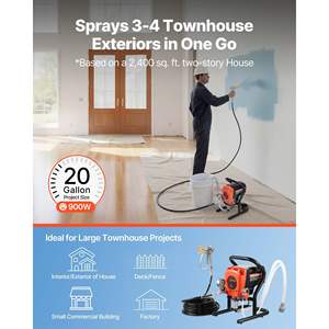 900W 3300PSI High Pressure Airless Paint Sprayer <b>Electric</b> Interior/Exterior House <b>Fence</b> Spray Paint Machine Cleaning Brush Hose - Product Image 2