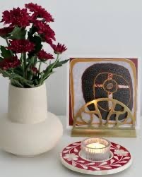 Posavasos Floral con Incrustaciones de Hueso para Té, Hecho a Mano, Ecológico, con Estampado de 2 Colores para Hogar, Bar, Hotel, ILAHI's - Product Image 4