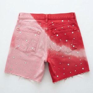 Nouvelle Collection Short Homme en Coton Lavé Décontracté, Grammage Lourd, Effet Délavé au Soleil, Strass, Couleur Unie, Séchage Rapide, Style Streetwear Tendance, Idéal pour l'Été et le Quotidien - Product Image 2